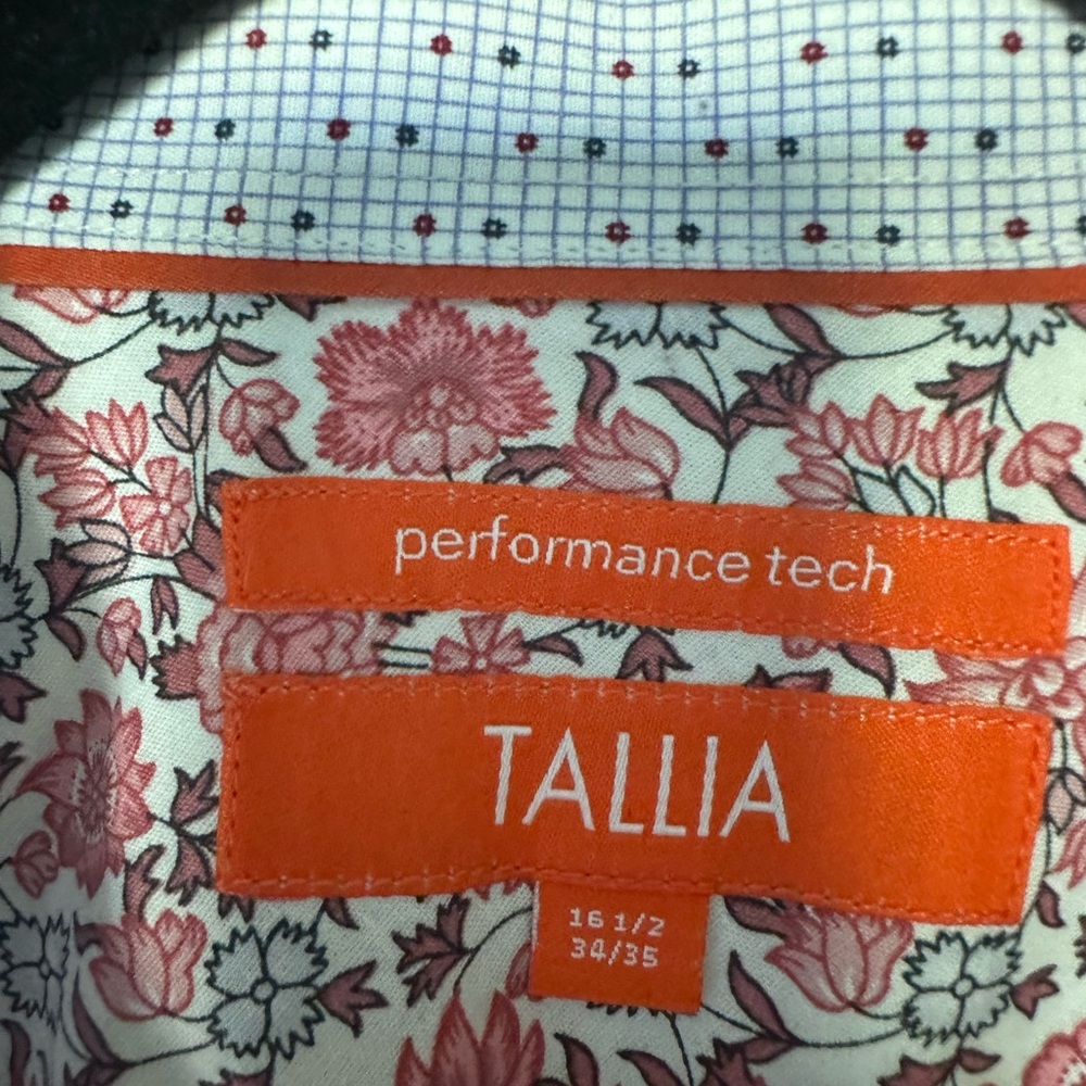 Tallia Red and White Floral Pattern Shirt